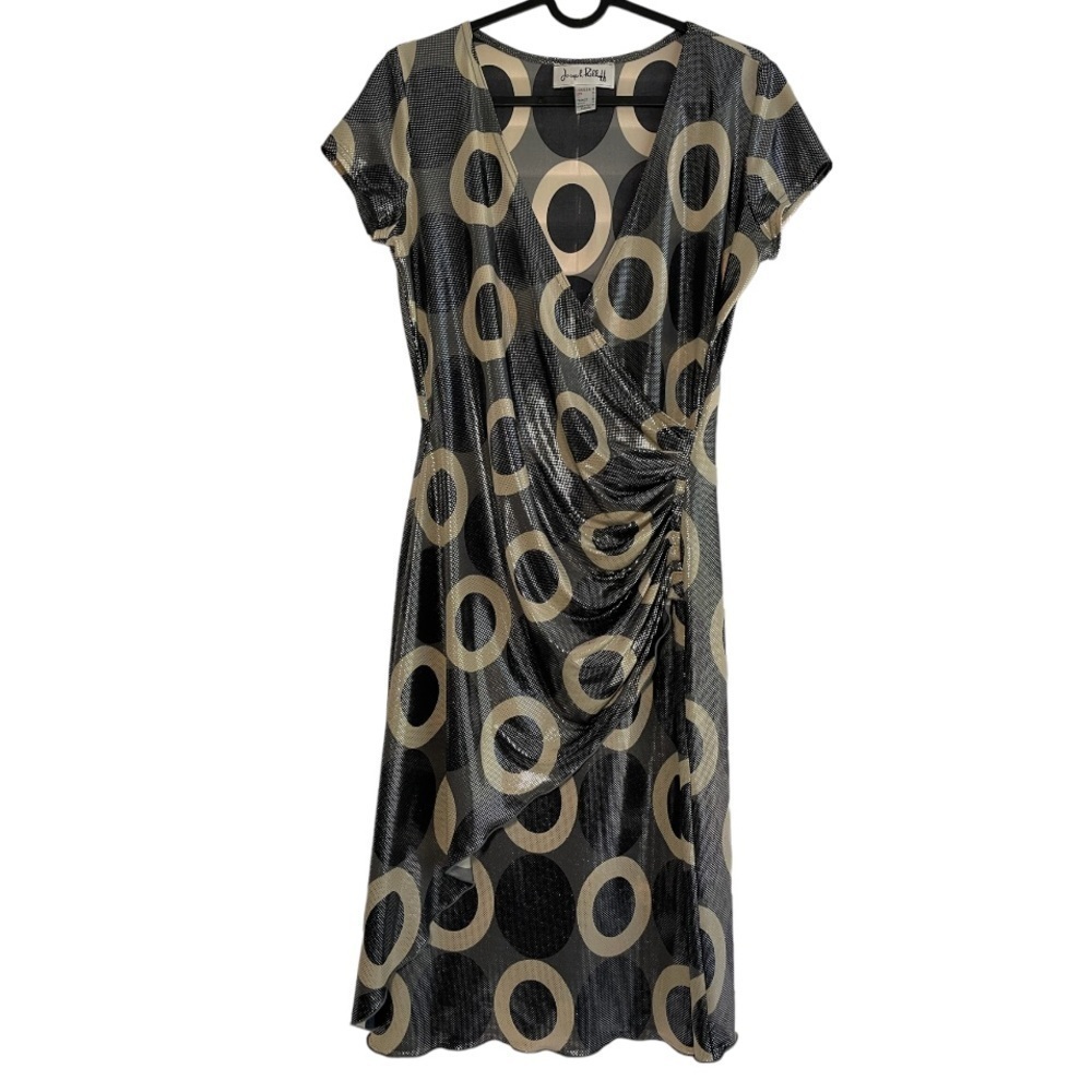 JOSEPH Ribkoff Metallic Silver Wrap Dress size 8